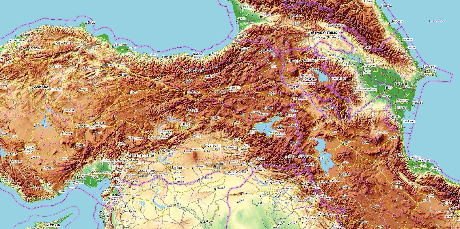 Армянское нагорье карта