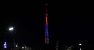 Телебашня Нижнего Новгорода окрасилась в цвета флага Армении  