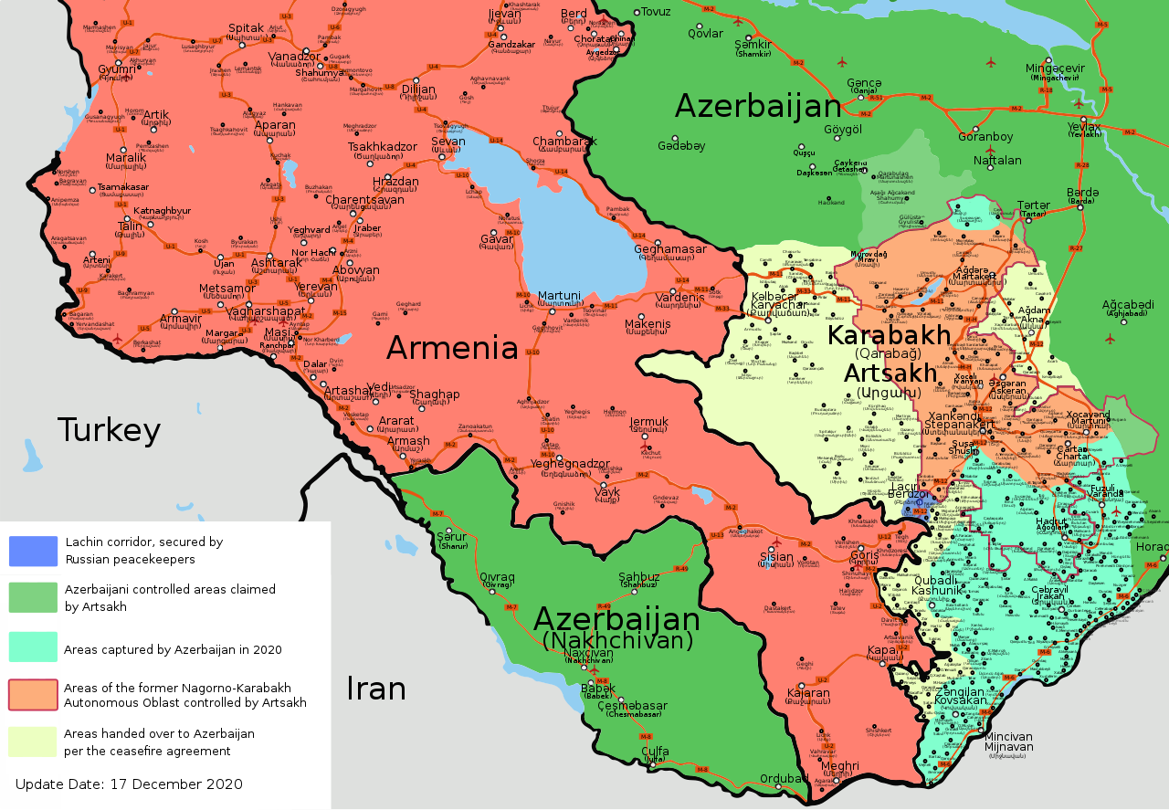 Карта азербайджана и армении на русском