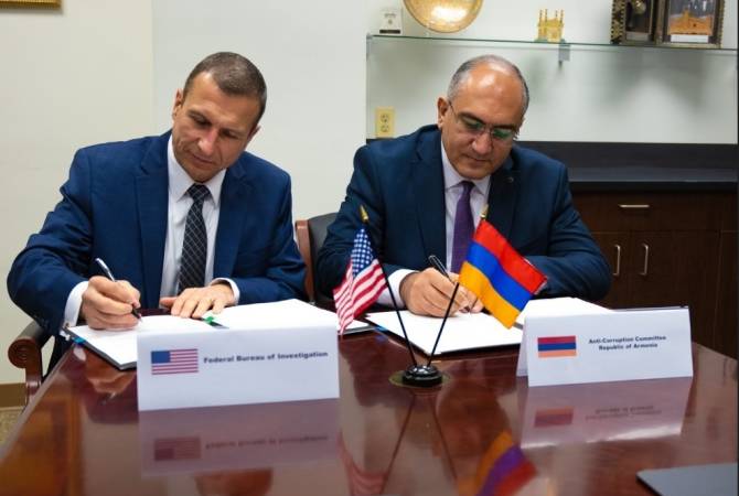 Антикоррупционный комитет Армении и Федеральное бюро расследований США подписали Меморандум о сотрудничестве 