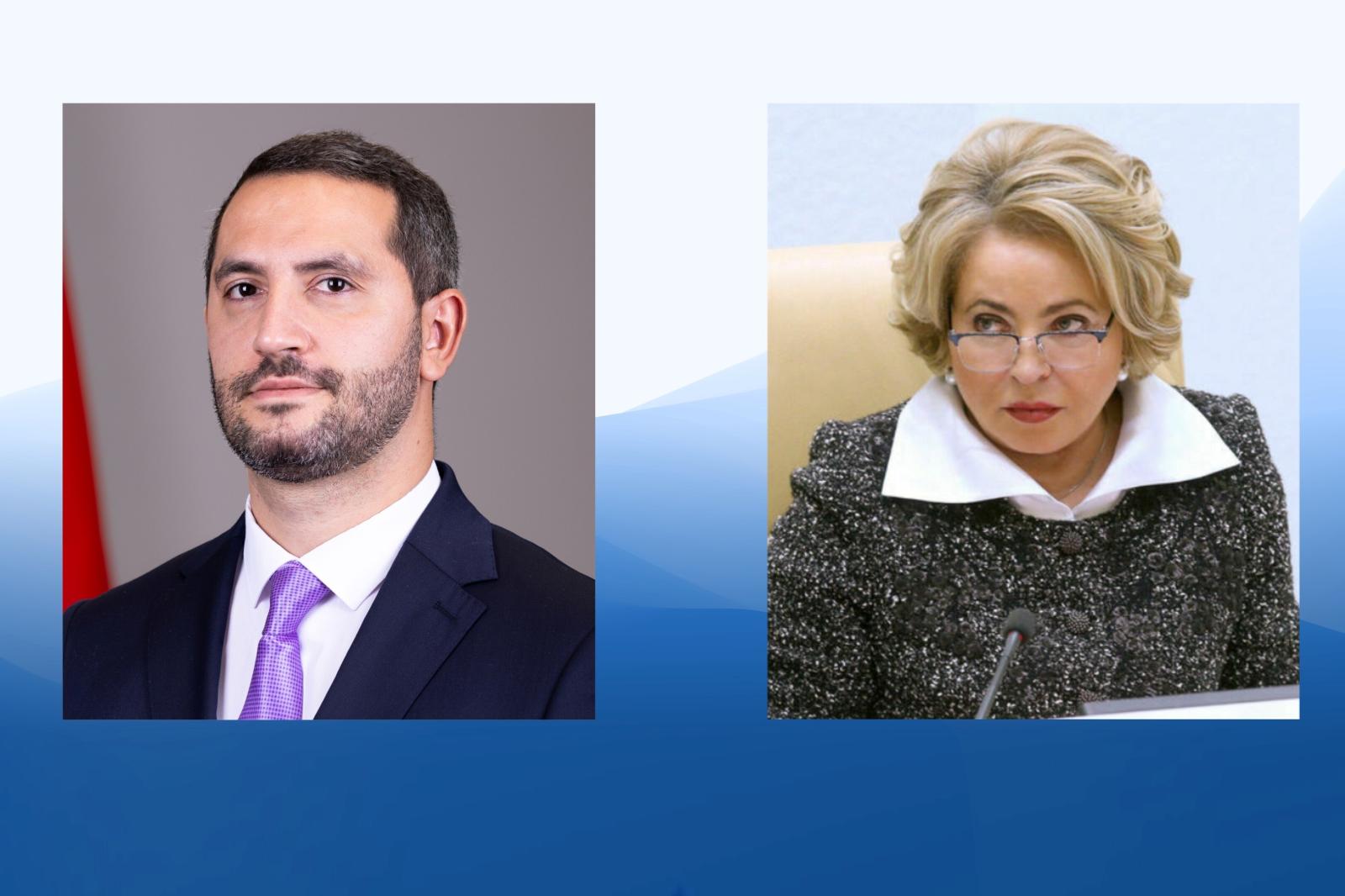 Спикер НС Армении и председатель Совета Федерации РФ обсудили вопросы повестки межпарламентского сотрудничества 